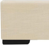 Beige Solid and Manufactured Wood Queen Upholstered Faux Leather Bed Frame - Homeroots