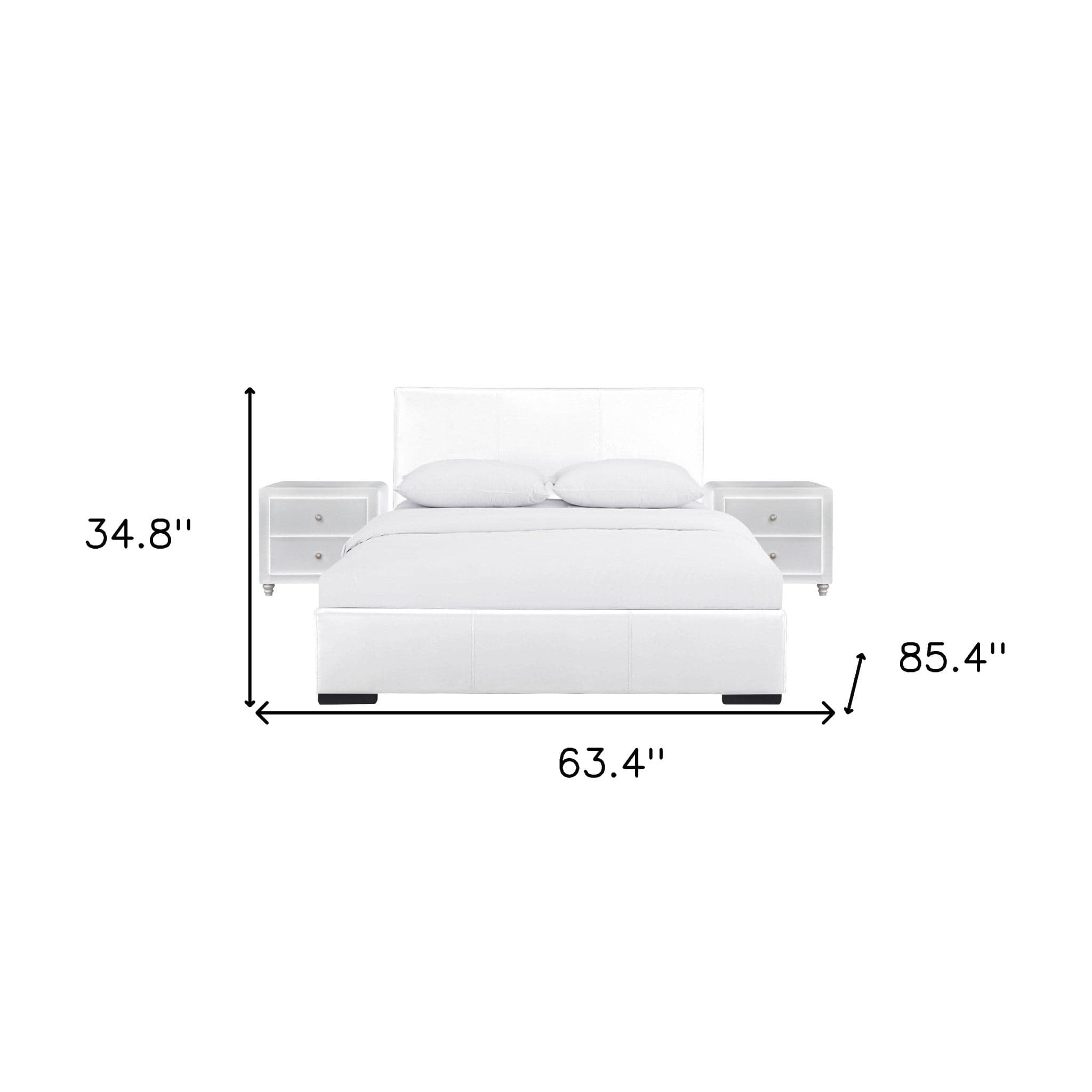 Solid Manufactured Wood White Standard Bed Upholstered With Headboard - Homeroots