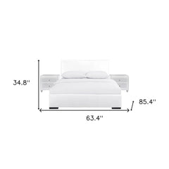 Solid Manufactured Wood White Standard Bed Upholstered With Headboard - Homeroots