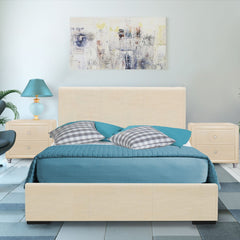 Beige Solid and Manufactured Wood Twin Upholstered Faux Leather Bed Frame