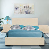 Beige Solid and Manufactured Wood Full Upholstered Faux Leather Bed Frame - Homeroots