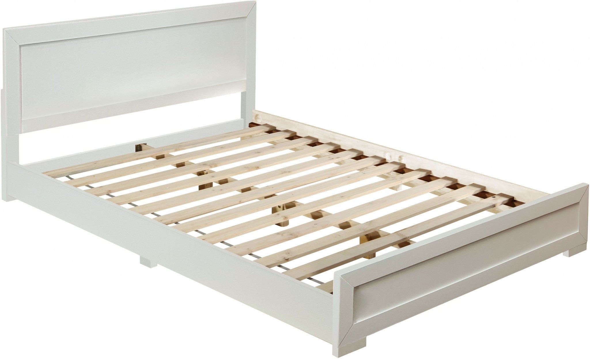 White Solid and Manufactured Wood Queen Bed Frame