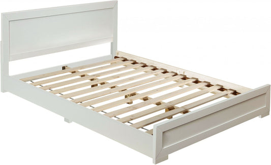White Solid and Manufactured Wood Queen Bed Frame
