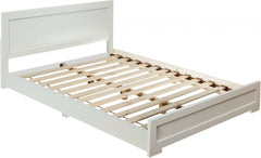 White Solid and Manufactured Wood Queen Bed Frame