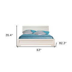 White Solid and Manufactured Wood Queen Bed Frame