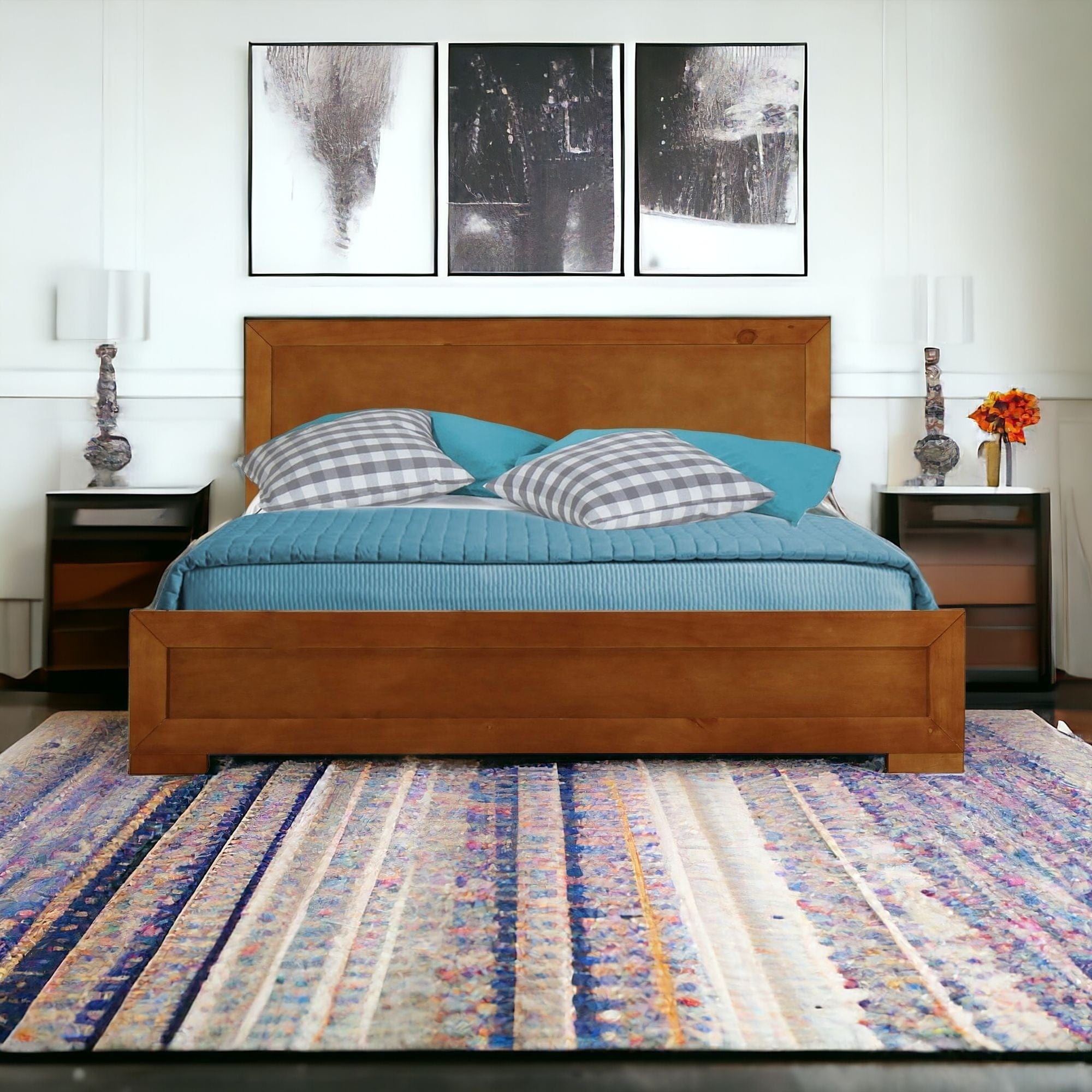 Oak Solid and Manufactured Wood Full Bed Frame - Homeroots