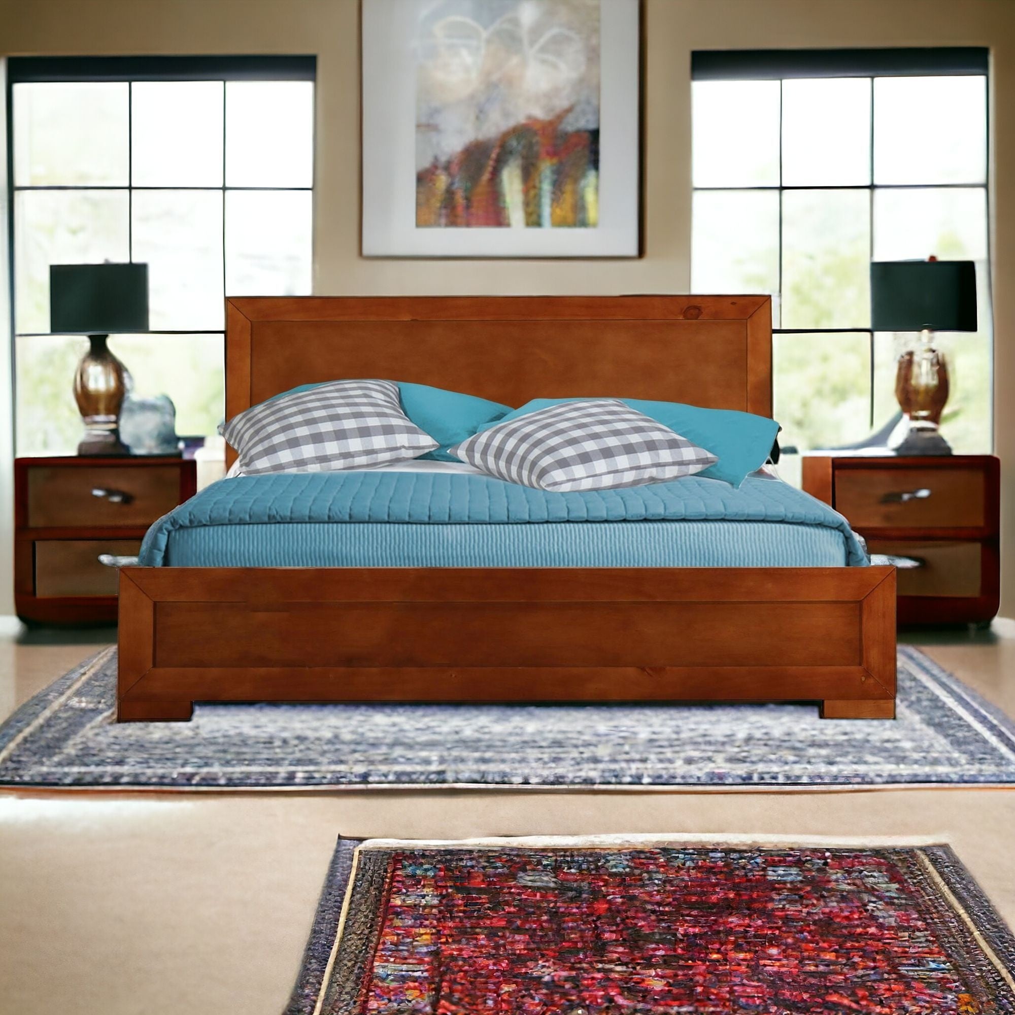 Brown Solid and Manufactured Wood King Bed Frame