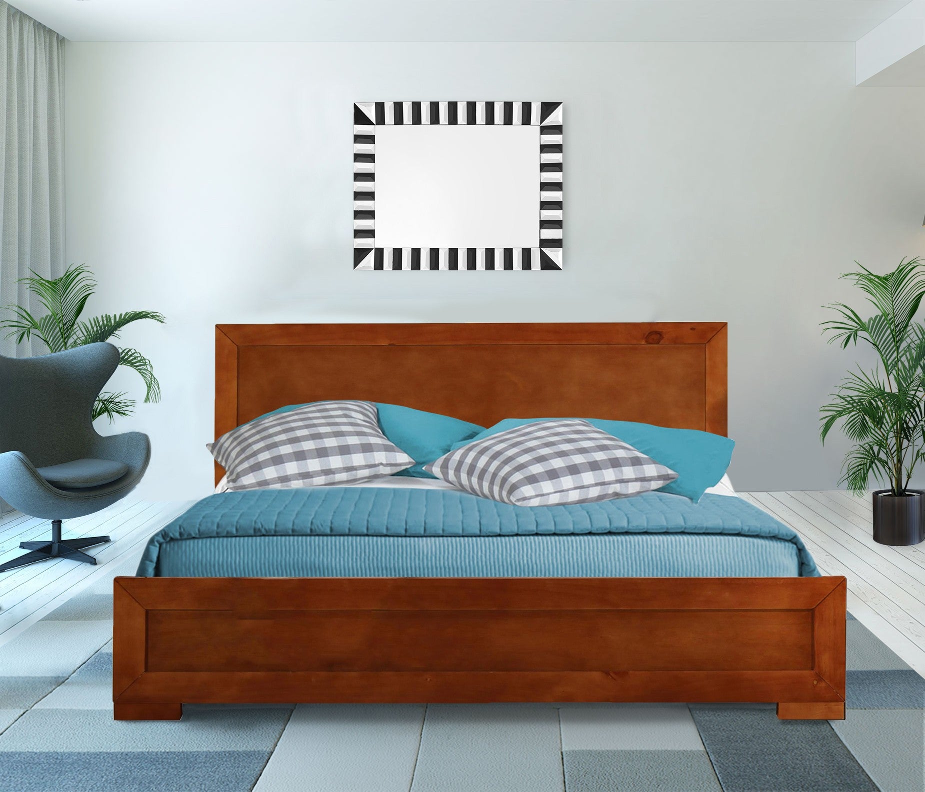 Brown Solid and Manufactured Wood King Bed Frame