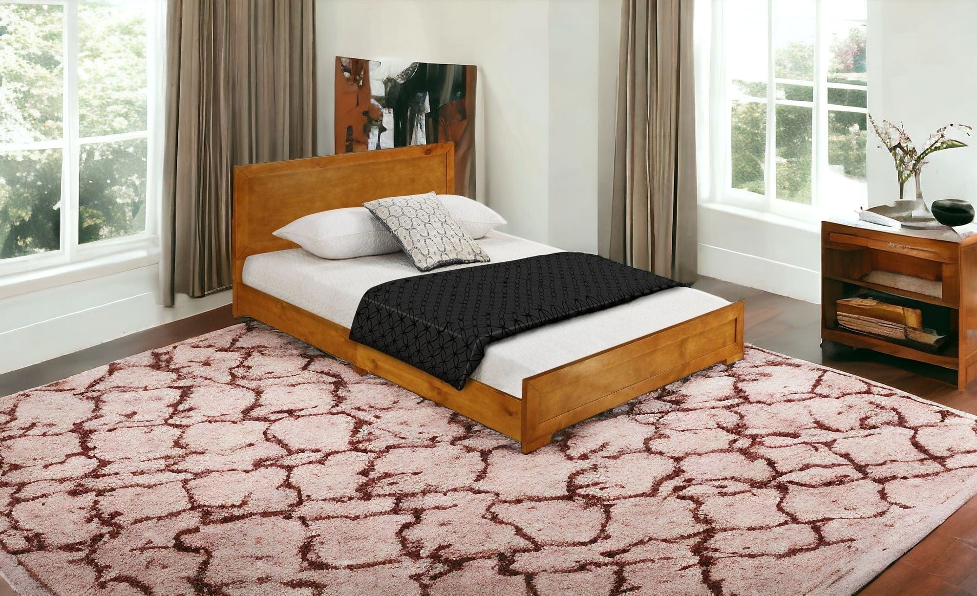 Oak Solid and Manufactured Wood King Bed Frame - Homeroots