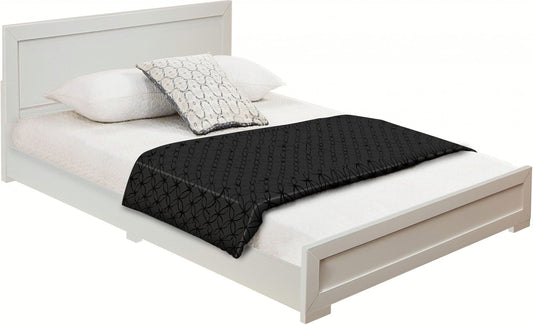 White Solid and Manufactured Wood Queen Bed Frame