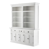 87" White Solid Wood Four Tier Bookcase - Homeroots