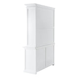 87" White Solid Wood Adjustable Two Tier Bookcase - Homeroots