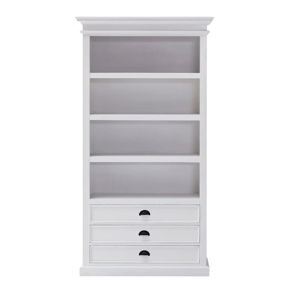 75" White Solid Wood Four Tier Bookcase - Homeroots