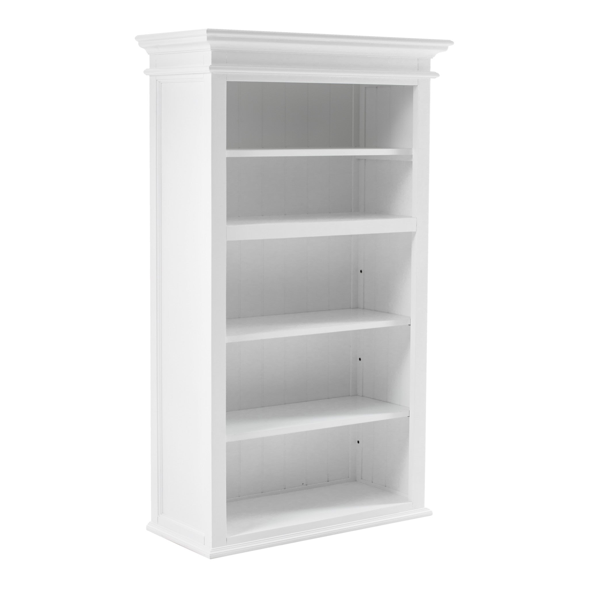 87" White Solid Wood Adjustable Four Tier Bookcase - Homeroots