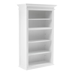 87" White Solid Wood Adjustable Four Tier Bookcase - Homeroots