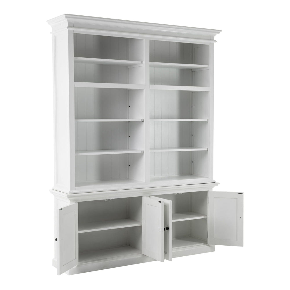 87" White Solid Wood Adjustable Four Tier Bookcase - Homeroots