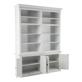 87" White Solid Wood Adjustable Four Tier Bookcase - Homeroots