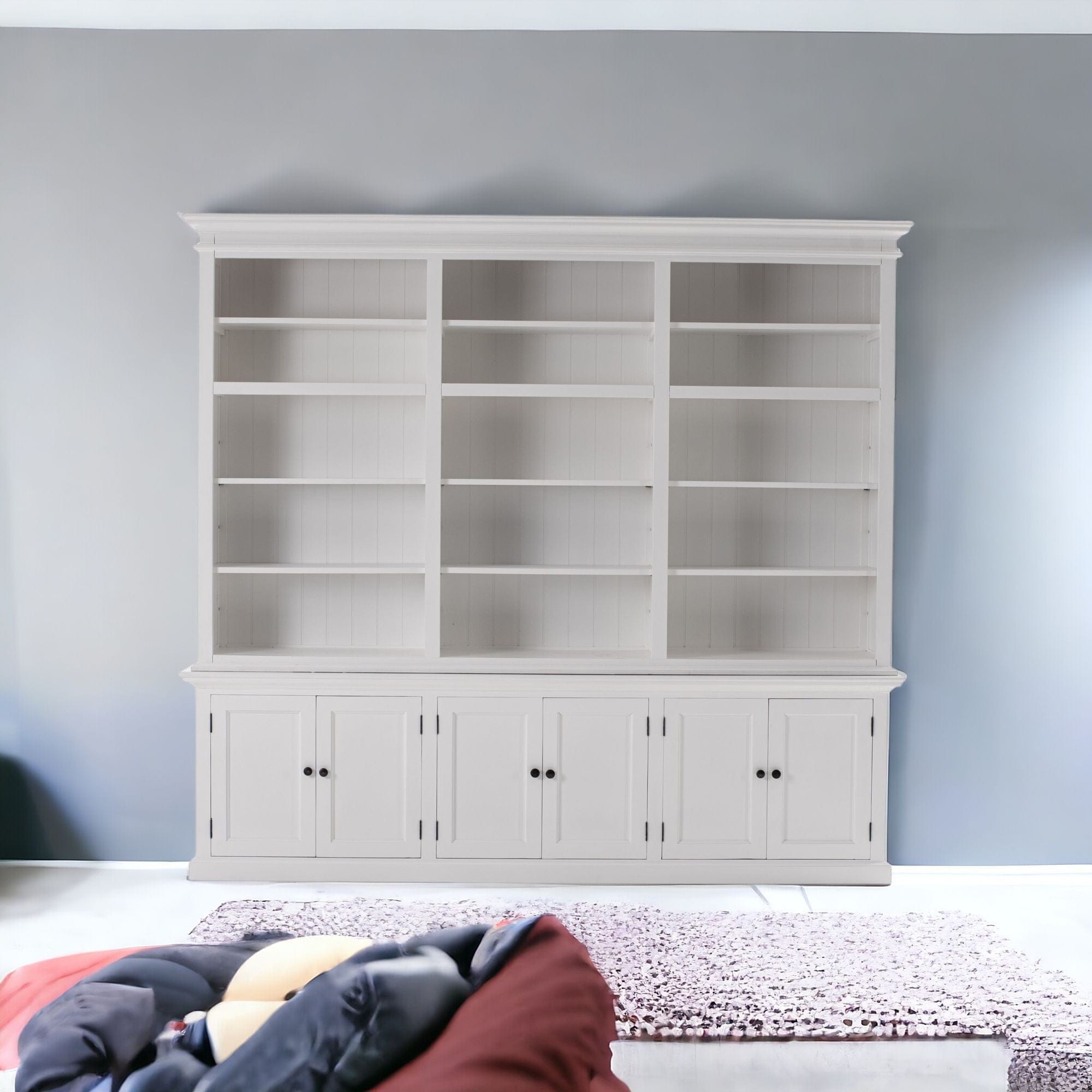 71" White Solid Wood Frame Dining Hutch With Multiple Shelves And Three Drawers - Homeroots - Flyclothing LLC