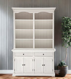 87" White Wood Sideboard with Hutch and Two Drawers - Homeroots