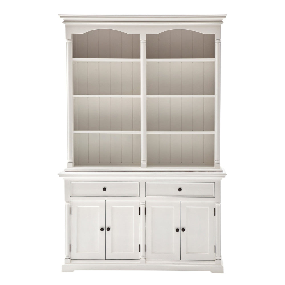 87" White Wood Sideboard with Hutch and Two Drawers - Homeroots