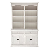 87" White Wood Sideboard with Hutch and Two Drawers - Homeroots