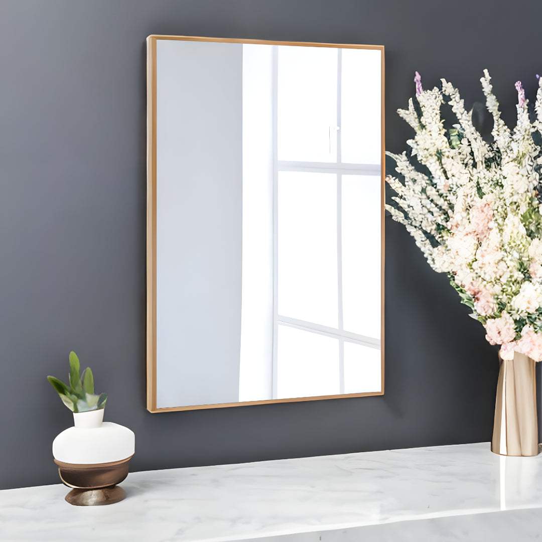 36" Gold Metal Framed Bathroom Vanity Mirror - Homeroots - Flyclothing LLC