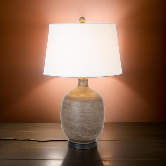 Set of Two 28" Black Table Lamp With White Empire Shade - Homeroots