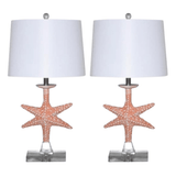 Set of Two 28" Clear Table Lamp With White Drum Shade - Homeroots