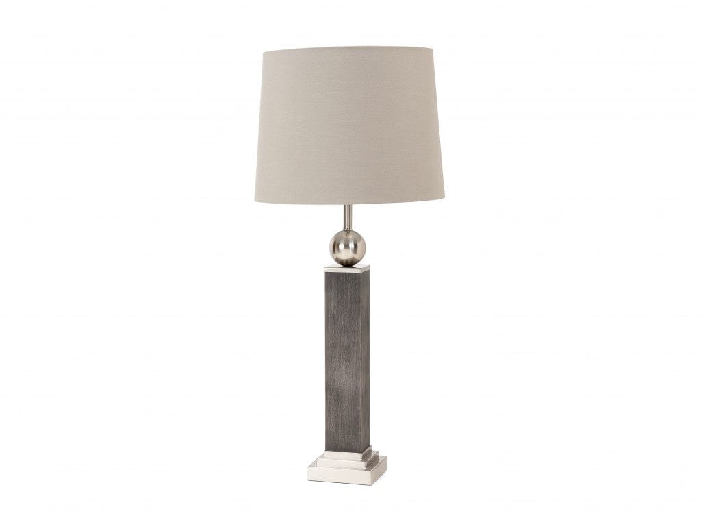 Set of Two Modern Distressed Gray and Silver Table Lamps - Homeroots