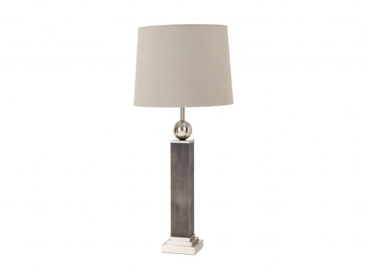 Set of Two Modern Distressed Gray and Silver Table Lamps - Homeroots