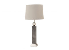 Set of Two Modern Distressed Gray and Silver Table Lamps - Homeroots