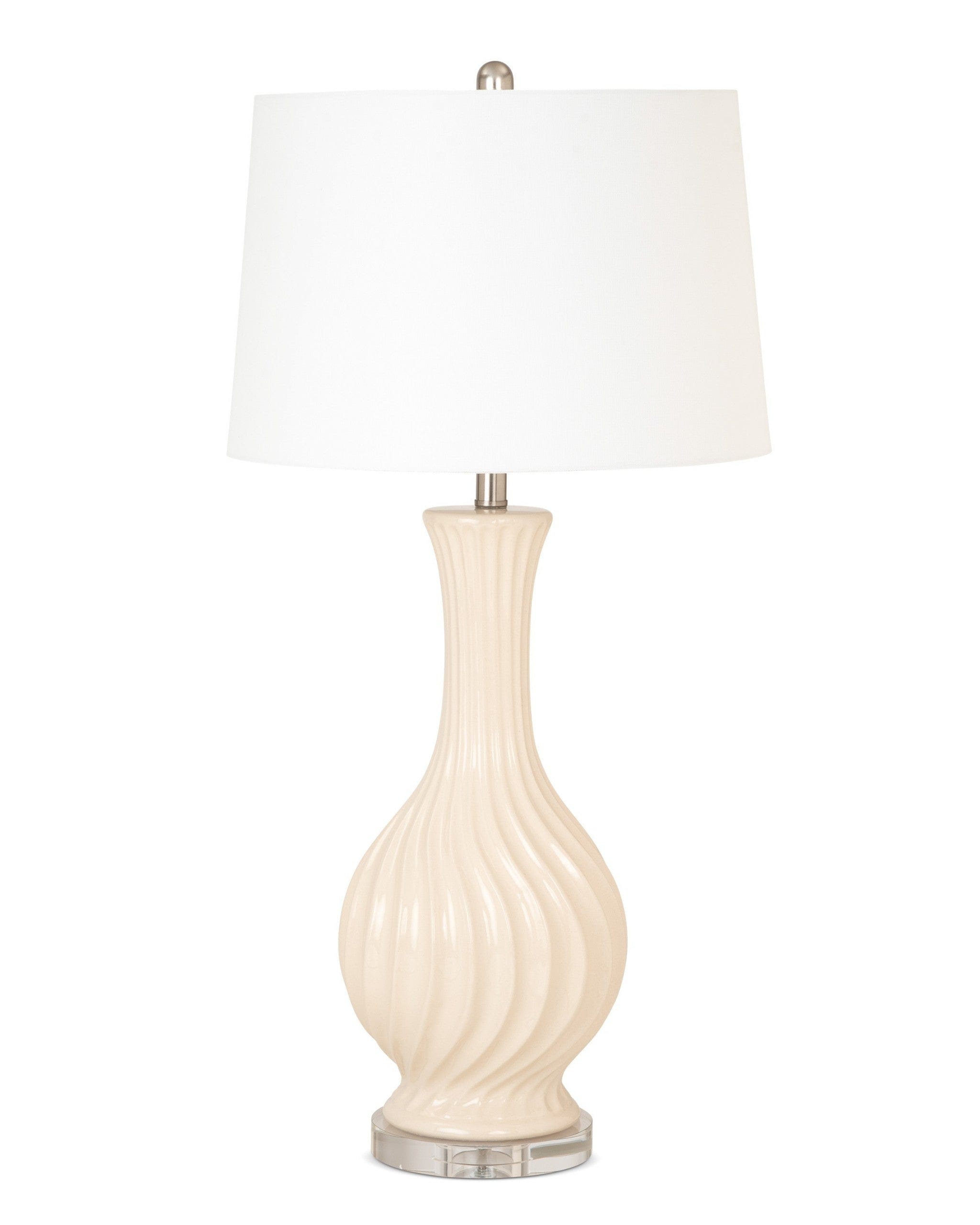 Set of Two Beige Curved Ceramic Table Lamps - Homeroots