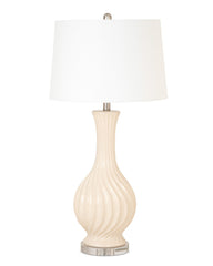 Set of Two Beige Curved Ceramic Table Lamps - Homeroots