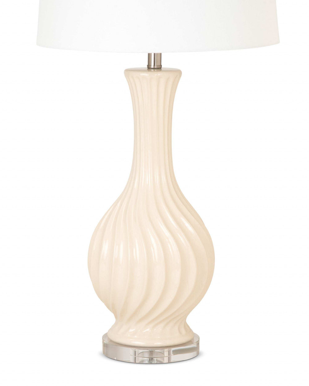 Set of Two Beige Curved Ceramic Table Lamps - Homeroots - Flyclothing LLC