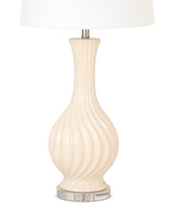 Set of Two Beige Curved Ceramic Table Lamps