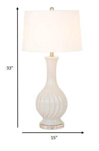 Set of Two Beige Curved Ceramic Table Lamps - Homeroots - Flyclothing LLC