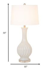 Set of Two Beige Curved Ceramic Table Lamps - Homeroots