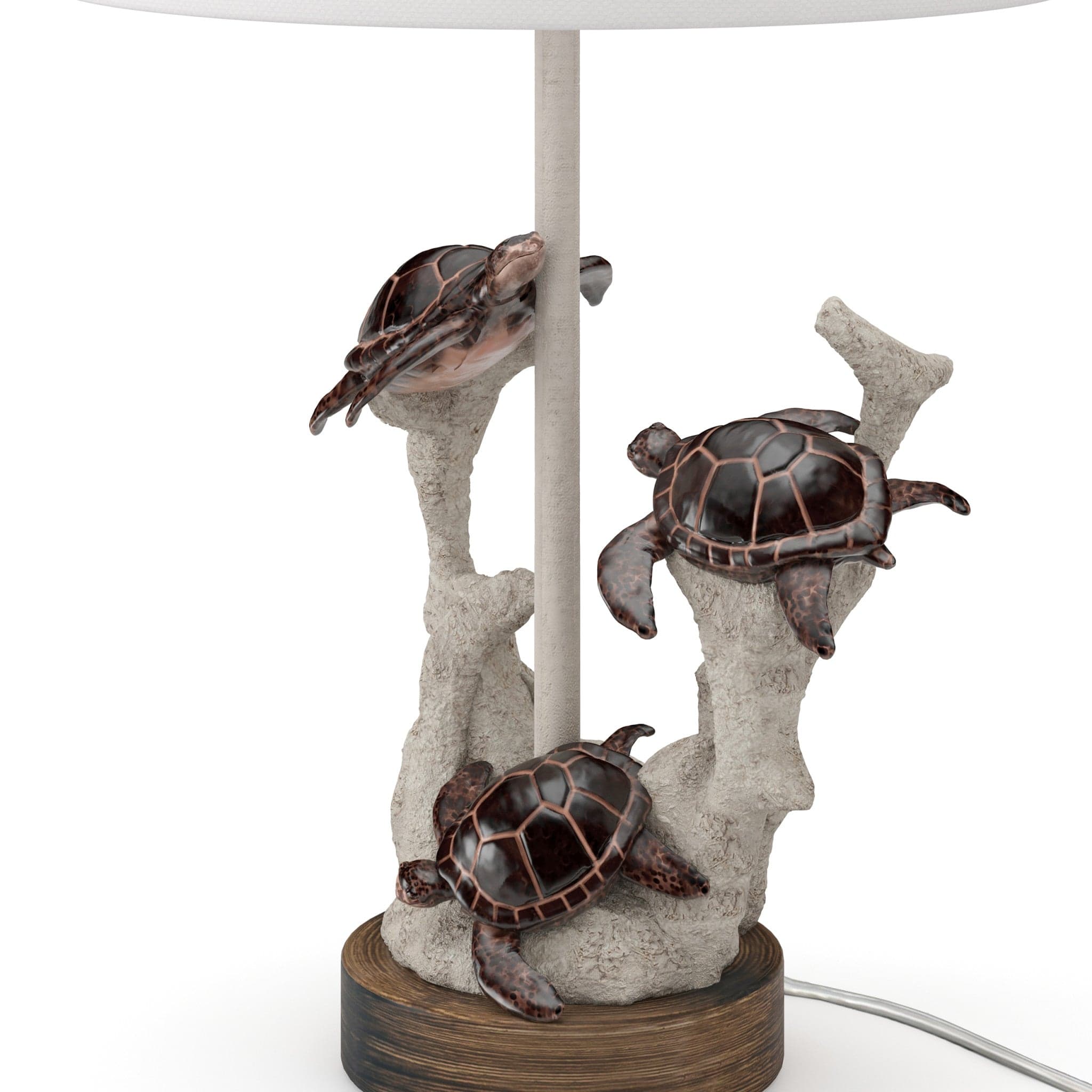 Set of Two 27" Brown Table Lamp With White Drum Shade - Homeroots