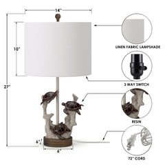 Set of Two 27" Brown Table Lamp With White Drum Shade - Homeroots