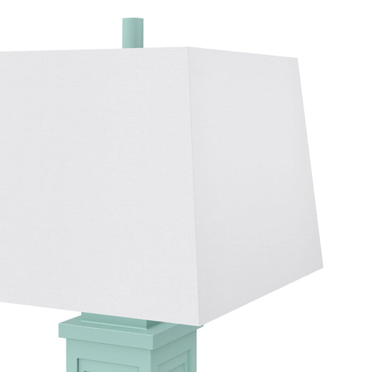 Set of Two 32" Teal Blue Table Lamp With Off White Shade - Homeroots