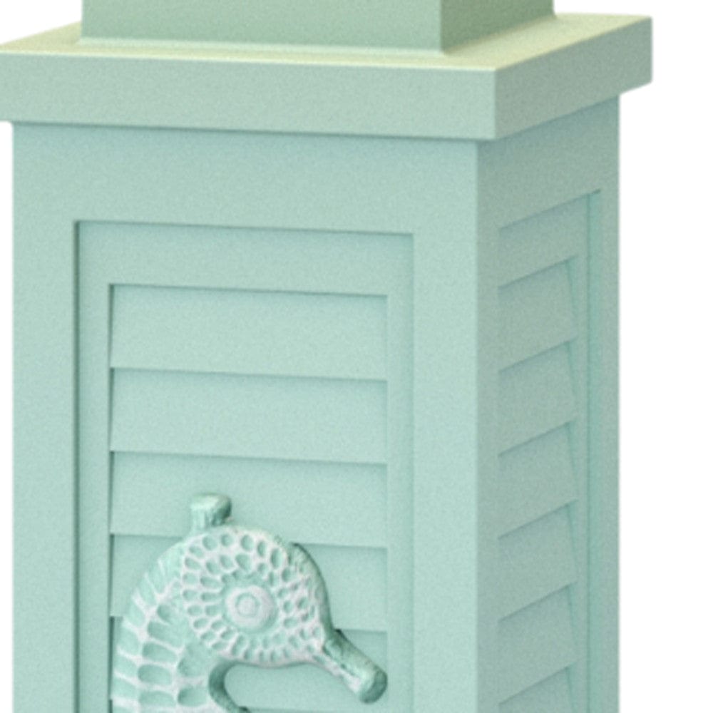 Set of Two 32" Teal Blue Table Lamp With Off White Shade - Homeroots