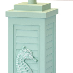 Set of Two 32" Teal Blue Table Lamp With Off White Shade - Homeroots