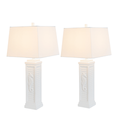 Set of Two 32" White Table Lamp With Off White Shade - Homeroots