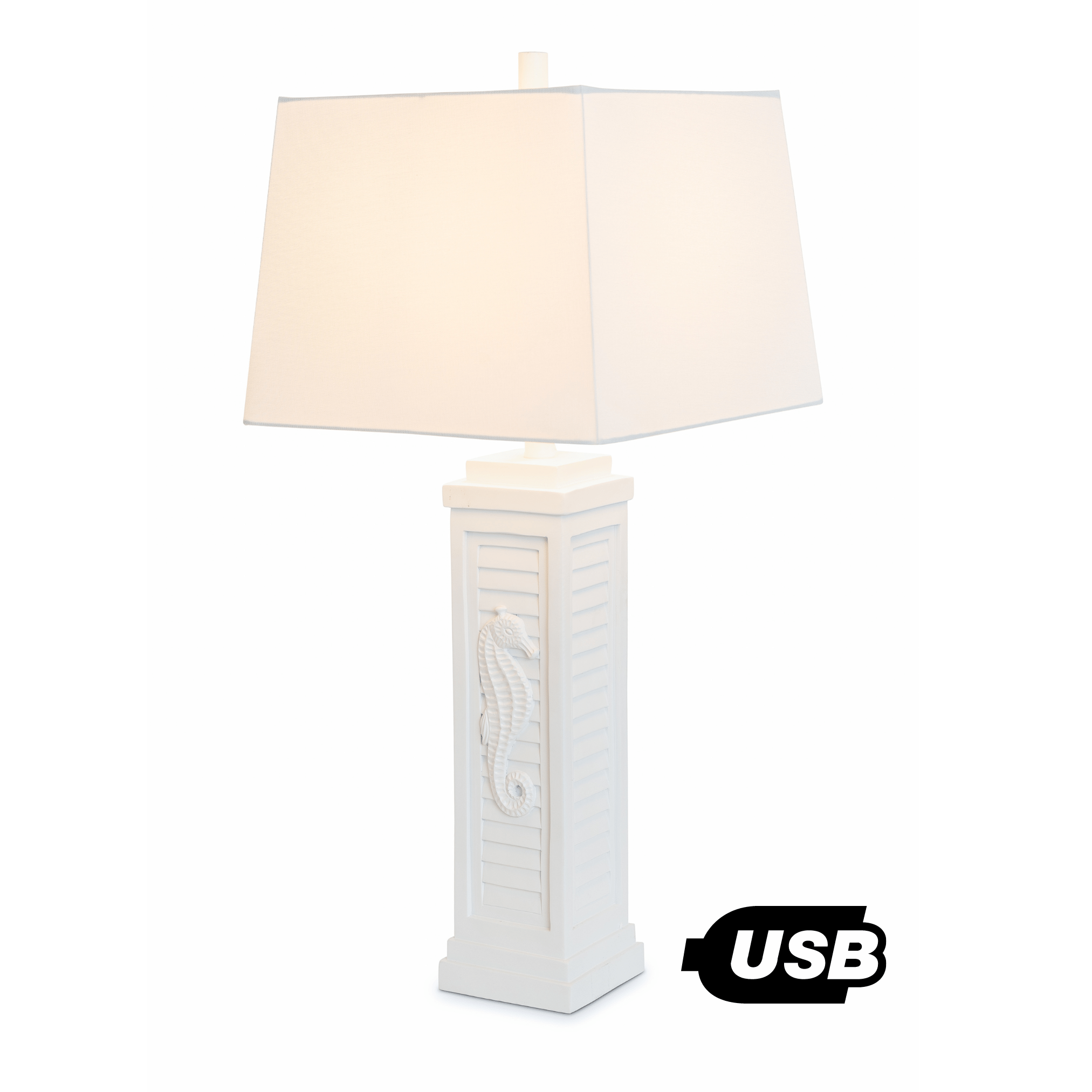 Set of Two 32" White Table Lamp With Off White Shade - Homeroots