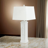 Set of Two 32" White Table Lamp With Off White Shade - Homeroots