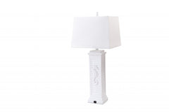 Set of Two 32" White Table Lamp With Off White Shade - Homeroots