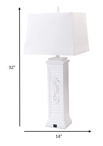 Set of Two 32" White Table Lamp With Off White Shade - Homeroots
