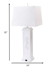 Set of Two 32" White Table Lamp With Off White Shade - Homeroots