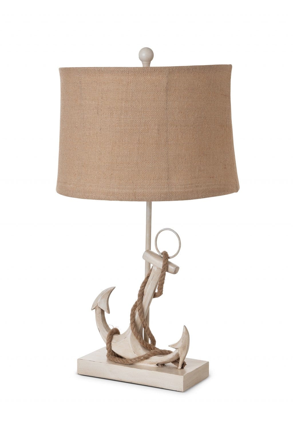 Set of Two Tan and White Anchor Table Lamps - Homeroots