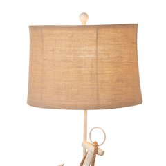 Set of Two Tan and White Anchor Table Lamps - Homeroots